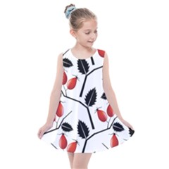 Rose Hip Pattern Branches Autumn Kids  Summer Dress by Pakrebo