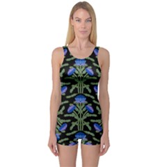 Pattern Thistle Structure Texture One Piece Boyleg Swimsuit by Pakrebo