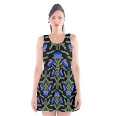 Pattern Thistle Structure Texture Scoop Neck Skater Dress by Pakrebo