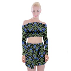 Pattern Thistle Structure Texture Off Shoulder Top With Mini Skirt Set by Pakrebo