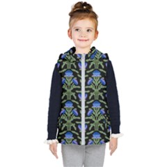 Pattern Thistle Structure Texture Kids  Hooded Puffer Vest by Pakrebo