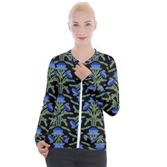 Pattern Thistle Structure Texture Casual Zip Up Jacket