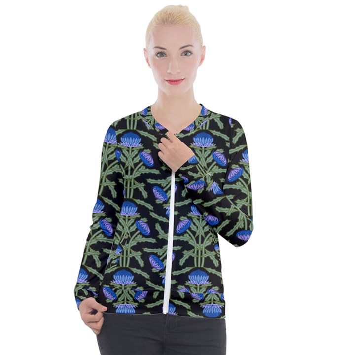 Pattern Thistle Structure Texture Casual Zip Up Jacket