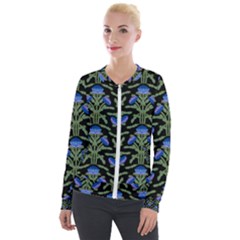 Pattern Thistle Structure Texture Velour Zip Up Jacket