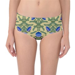 Pattern Thistle Structure Texture Mid-waist Bikini Bottoms by Pakrebo