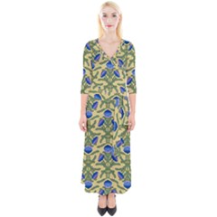 Pattern Thistle Structure Texture Quarter Sleeve Wrap Maxi Dress by Pakrebo