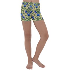 Pattern Thistle Structure Texture Kids  Lightweight Velour Yoga Shorts by Pakrebo