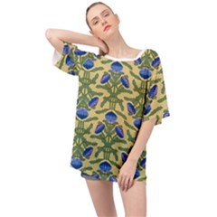 Pattern Thistle Structure Texture Oversized Chiffon Top