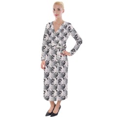 Seamless Tessellation Background Velvet Maxi Wrap Dress by Pakrebo