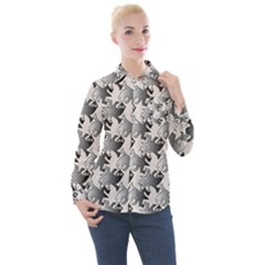 Seamless Tessellation Background Women s Long Sleeve Pocket Shirt