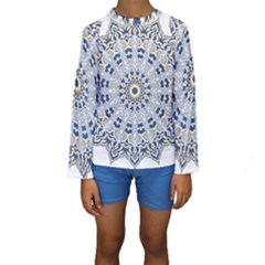 Arabesque Mandala Decorative Kids  Long Sleeve Swimwear by Pakrebo