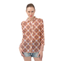 Pattern Flowers Flower Pattern Long Sleeve Chiffon Shirt