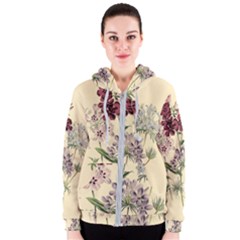 Botanical Print Antique Flora Plant Women s Zipper Hoodie by Pakrebo