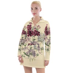 Botanical Print Antique Flora Plant Women s Long Sleeve Casual Dress