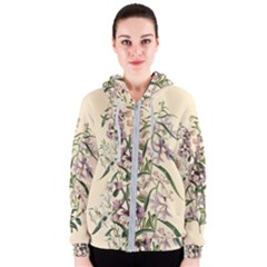 Botanical Print Antique Natural Women s Zipper Hoodie by Pakrebo