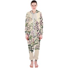 Botanical Print Antique Natural Hooded Jumpsuit (ladies)  by Pakrebo