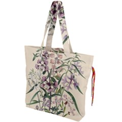 Botanical Print Antique Natural Drawstring Tote Bag by Pakrebo