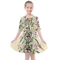 Botanical Print Antique Natural Kids  All Frills Chiffon Dress