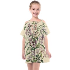 Botanical Print Antique Natural Kids  One Piece Chiffon Dress by Pakrebo