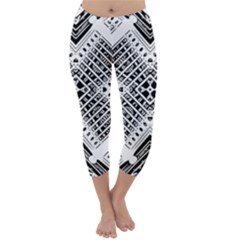 Pattern Tile Repeating Geometric Capri Winter Leggings  by Pakrebo