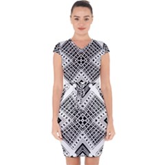 Pattern Tile Repeating Geometric Capsleeve Drawstring Dress  by Pakrebo