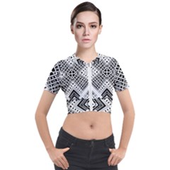 Pattern Tile Repeating Geometric Short Sleeve Cropped Jacket