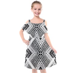 Pattern Tile Repeating Geometric Kids  Cut Out Shoulders Chiffon Dress