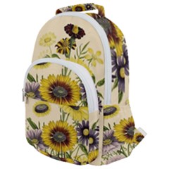 Botanical Print Antique Flora Rounded Multi Pocket Backpack by Pakrebo