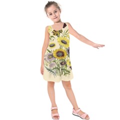 Botanical Print Antique Flora Kids  Sleeveless Dress by Pakrebo