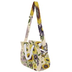 Botanical Print Antique Flora Rope Handles Shoulder Strap Bag