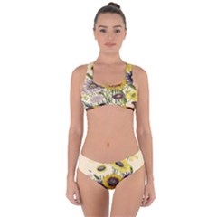 Botanical Print Antique Flora Criss Cross Bikini Set by Pakrebo