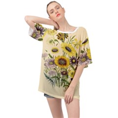 Botanical Print Antique Flora Oversized Chiffon Top