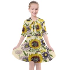 Botanical Print Antique Flora Kids  All Frills Chiffon Dress