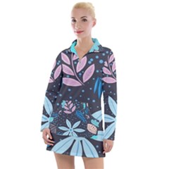 Pattern Nature Color Banner Modern Women s Long Sleeve Casual Dress