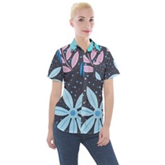 Pattern Nature Color Banner Modern Women s Short Sleeve Pocket Shirt