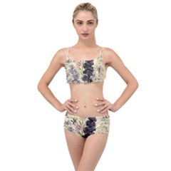 Botanical Print Antique Floral Layered Top Bikini Set by Pakrebo