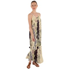 Botanical Print Antique Floral Cami Maxi Ruffle Chiffon Dress