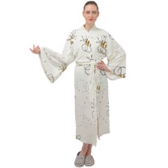 Pattern Design Nature Art Drawing Maxi Tie Front Velour Kimono