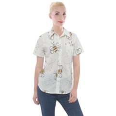 Pattern Design Nature Art Drawing Women s Short Sleeve Pocket Shirt