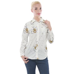 Pattern Design Nature Art Drawing Women s Long Sleeve Pocket Shirt