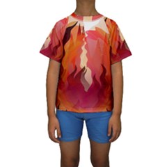 Fire Abstract Cartoon Red Hot Kids  Short Sleeve Swimwear by Pakrebo