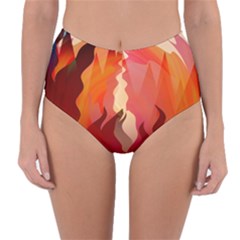 Fire Abstract Cartoon Red Hot Reversible High-waist Bikini Bottoms by Pakrebo