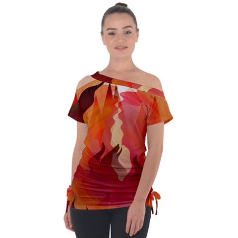 Fire Abstract Cartoon Red Hot Tie-up Tee by Pakrebo