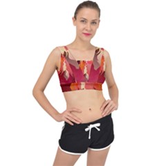 Fire Abstract Cartoon Red Hot V-back Sports Bra by Pakrebo