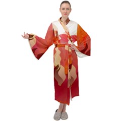 Fire Abstract Cartoon Red Hot Maxi Tie Front Velour Kimono by Pakrebo