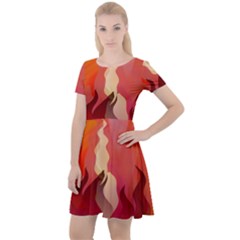 Fire Abstract Cartoon Red Hot Cap Sleeve Velour Dress  by Pakrebo