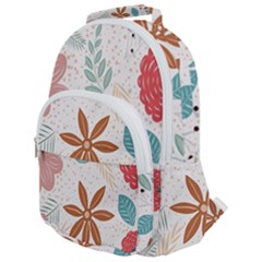 Nature Shape Leaves Flowers Art Rounded Multi Pocket Backpack