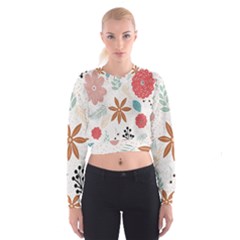 Nature Shape Leaves Flowers Art Cropped Sweatshirt by Pakrebo