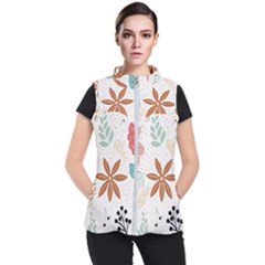 Nature Shape Leaves Flowers Art Women s Puffer Vest by Pakrebo