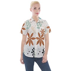 Nature Shape Leaves Flowers Art Women s Short Sleeve Pocket Shirt